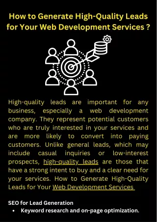 How to Generate High-Quality Leads for Your Web Development Services