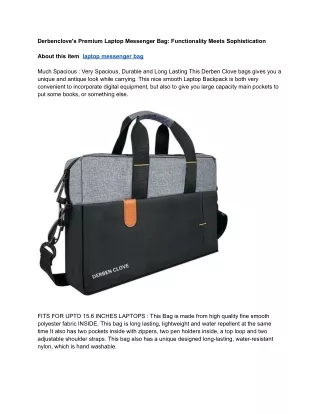 Derbenclove's Premium Laptop Messenger Bag_ Functionality Meets Sophistication