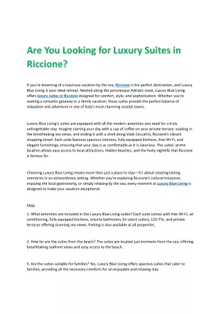 Are You Looking for Luxury Suites in Riccione?