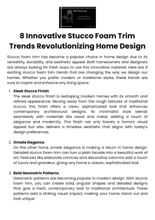 8 Innovative Stucco Foam Trim Trends Revolutionizing Home Design