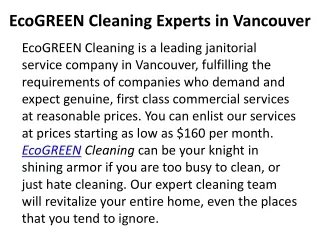 Most Rated Cleaning in Vancouver | EcoGREEN