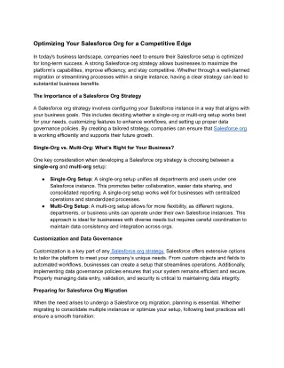 Optimizing Your Salesforce Org for a Competitive Edge