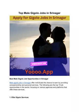 Top Male Gigolo Jobs in Srinagar