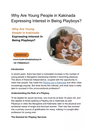 Why Are Young People in Kakinada Expressing Interest in Being Playboys_