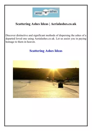 Scattering Ashes Ideas | Aerialashes.co.uk