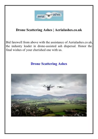 Drone Scattering Ashes | Aerialashes.co.uk