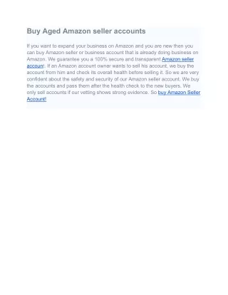 Buy Aged Amazon seller accounts
