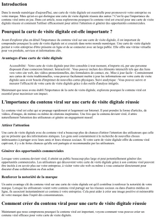 L'importance du contenu viral sur une carte de visite digitale réussie