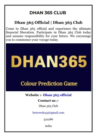 Dhan 365 Official  Dhan 365 Club