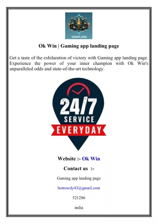 Ok Win   Gaming app landing page