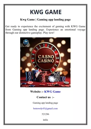 Kwg Game   Gaming app landing page