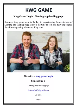 Kwg Game Login   Gaming app landing page