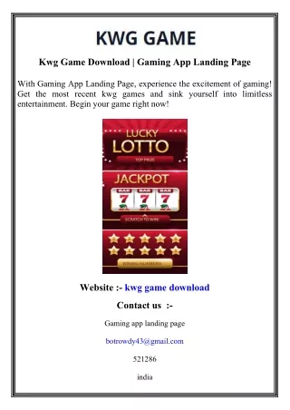 Kwg Game Download   Gaming App Landing Page