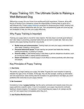 Puppy Training 101_ The Ultimate Guide to Raising a Well-Behaved Dog