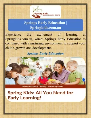 Springs Early Education   Springkids.com.au