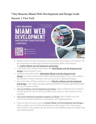 7 Key Reasons Miami Web Development and Design Leads Success