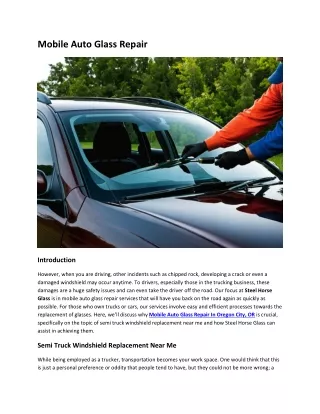 Mobile Auto Glass Repair