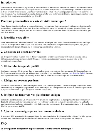 Comment personnaliser sa carte de visite numérique selon sa cible et ses objecti