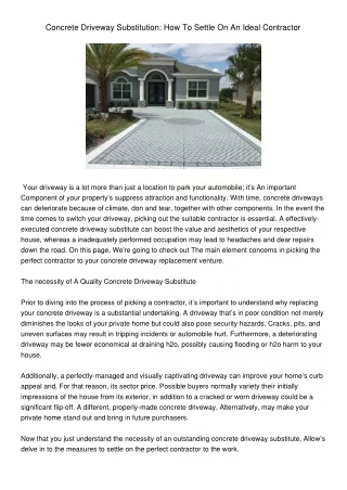 ConcreteDrivewaySubstitutionHowToSettleOnAnIdealContractor