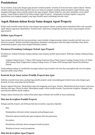 “Aspek Hukum dalam Kerja Sama dengan Agent Property”