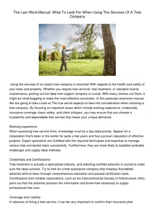 TheLastWordManualWhatToLookForWhenUsingTheServicesOfATreeCompany