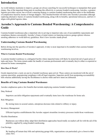 Aerodoc’s Approach to Customs Bonded Warehousing: A Comprehensive Guide