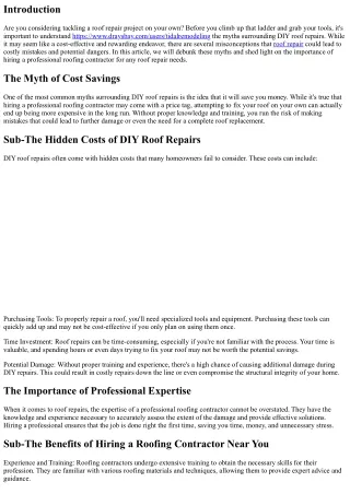 Unmasking the Myths of DIY Roof Repairs