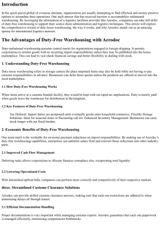 The Advantages of Duty-Free Warehousing with Aerodoc