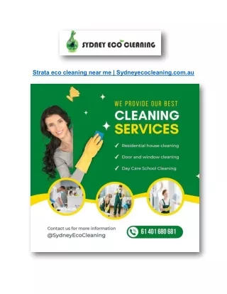 Strata eco cleaning near me | Sydneyecocleaning.com.au