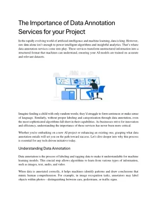 The Importance of Data Annotation Services for your Project