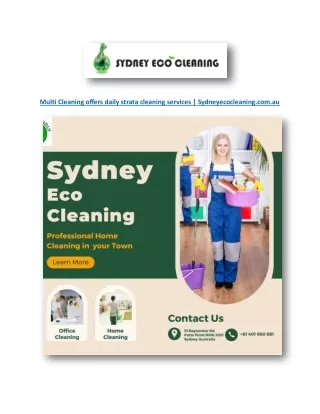 Multi Cleaning offers daily strata cleaning services | Sydneyecocleaning.com.au