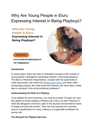Why Are Young People in Eluru Expressing Interest in Being Playboys_