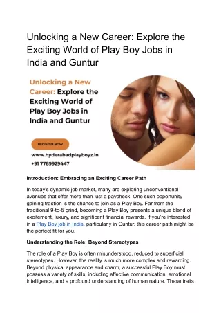 Unlocking a New Career_ Explore the Exciting World of Play Boy Jobs in India and Guntur