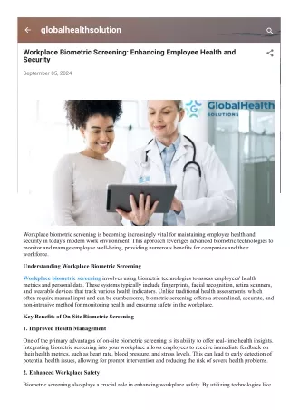 Workplace Biometric Screening: Enhancing Employee Health and Security