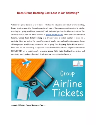 Does Group Booking Cost Less in Air Ticketing