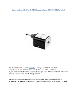 Xylem-Mcdonnell & Miller Rb-122E-Residential Lwco 120V 144676 _ PartsHnC