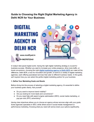 Guide to Choosing the Right Digital Marketing Agency in Delhi NCR for Your Business