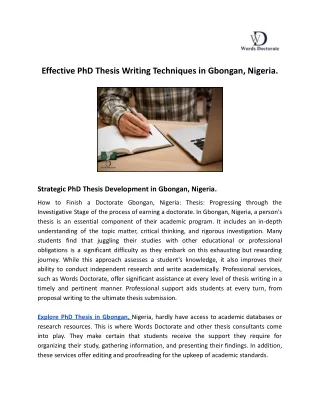 Effective PhD Thesis Writing Techniques in Gbongan, Nigeria