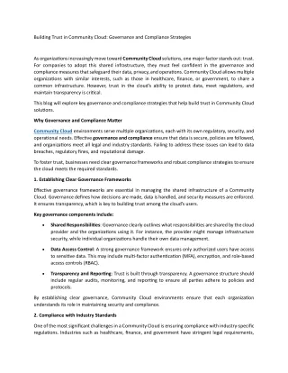 Building Trust in Community Cloud Governance and Compliance Strategies