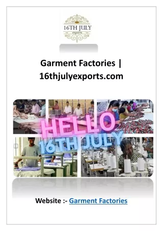 Garment Factories | 16thjulyexports.com