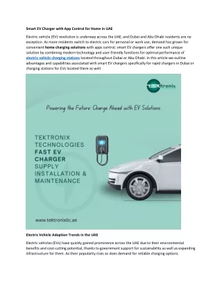 Smart EV Charger with App Control for Home in UAE