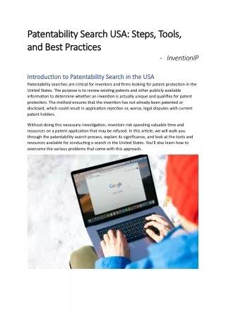 Patentability Search USA: Steps, Tools, and Best Practices | InventionIP