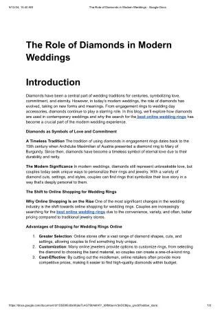 The Role of Diamonds in Modern