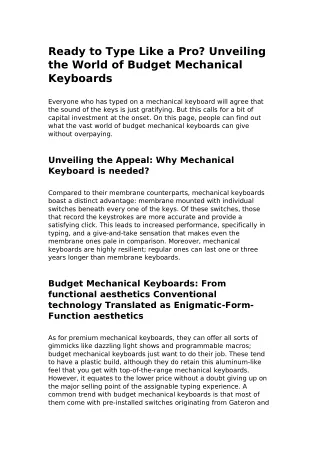 Ready to Type Like a Pro? Unveiling the World of Budget Mechanical Keyboards