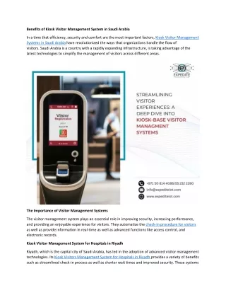 Benefits of Kiosk Visitor Management System in Saudi Arabia