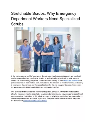 Stretchable Scrubs_ Why Emergency Department Workers Need Specialized Scrubs