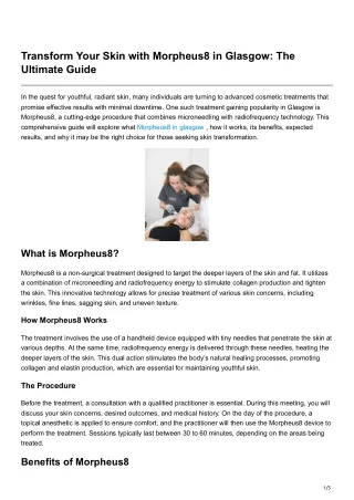 Transform Your Skin with Morpheus8 in Glasgow The Ultimate Guide