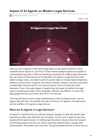 Impact of AI Agents on Modern Legal Services