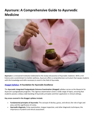 Ayursure A Comprehensive Guide to Ayurvedic Medicine