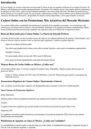 Casinos Online con las Promociones Más Atractivas del Mercado Mexicano